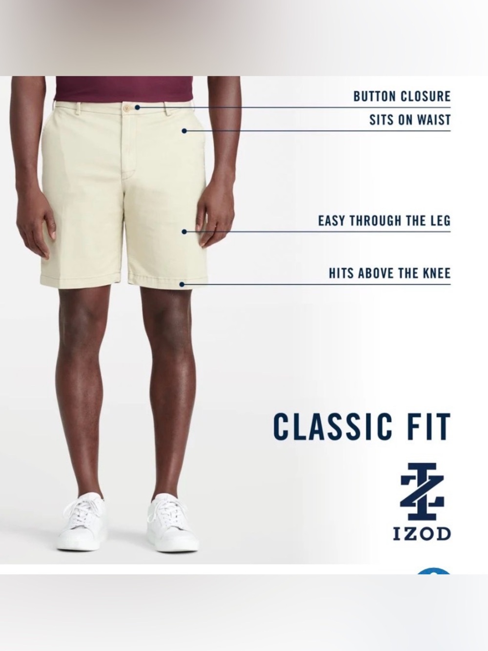 Izod White  Flat front Chino shorts Salt  Water Sz.  30 - Picture 4 of 8
